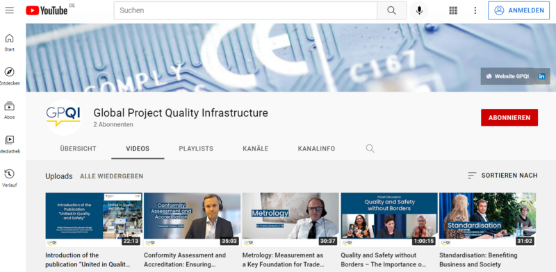 Screenshot des neuen GPQI YouTube-Kanals.