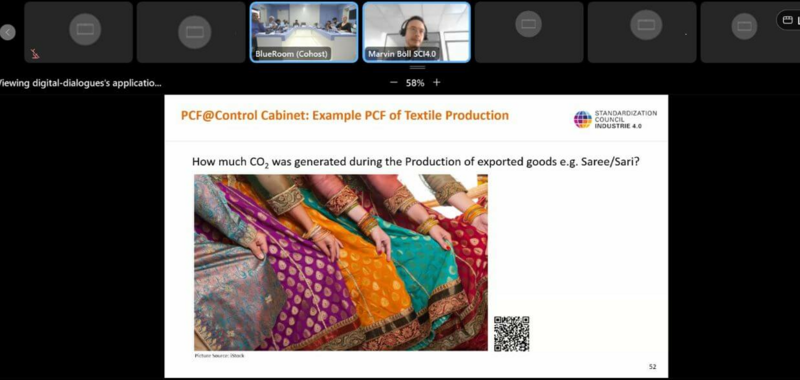 A screenshot of an online meeting in which a digital presentation is presented by a speaker.